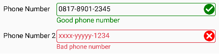 validation with status icon